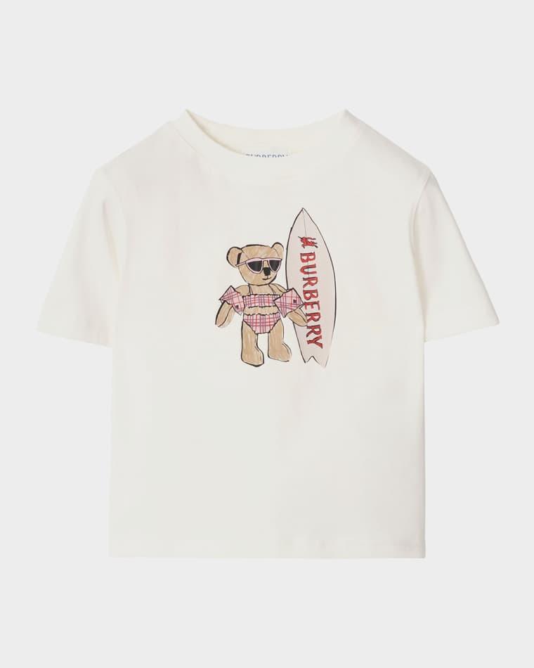 Girl's Surfer Bear Cotton T-Shirt, Size 6M-3 by BURBERRY