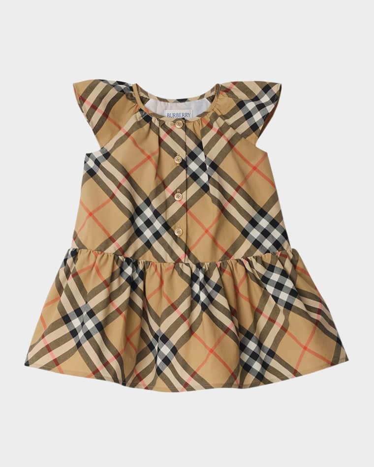 Girl's Talley Cotton Check Drop-Waist Dress, Size 3-14 by BURBERRY