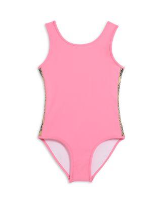 Girls Tirza Check Trim Swimsuit - Big Kid by BURBERRY