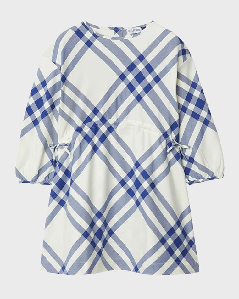 Girl's Trevelle Check Cotton Long-Sleeve Dress, Size 3-14 by BURBERRY