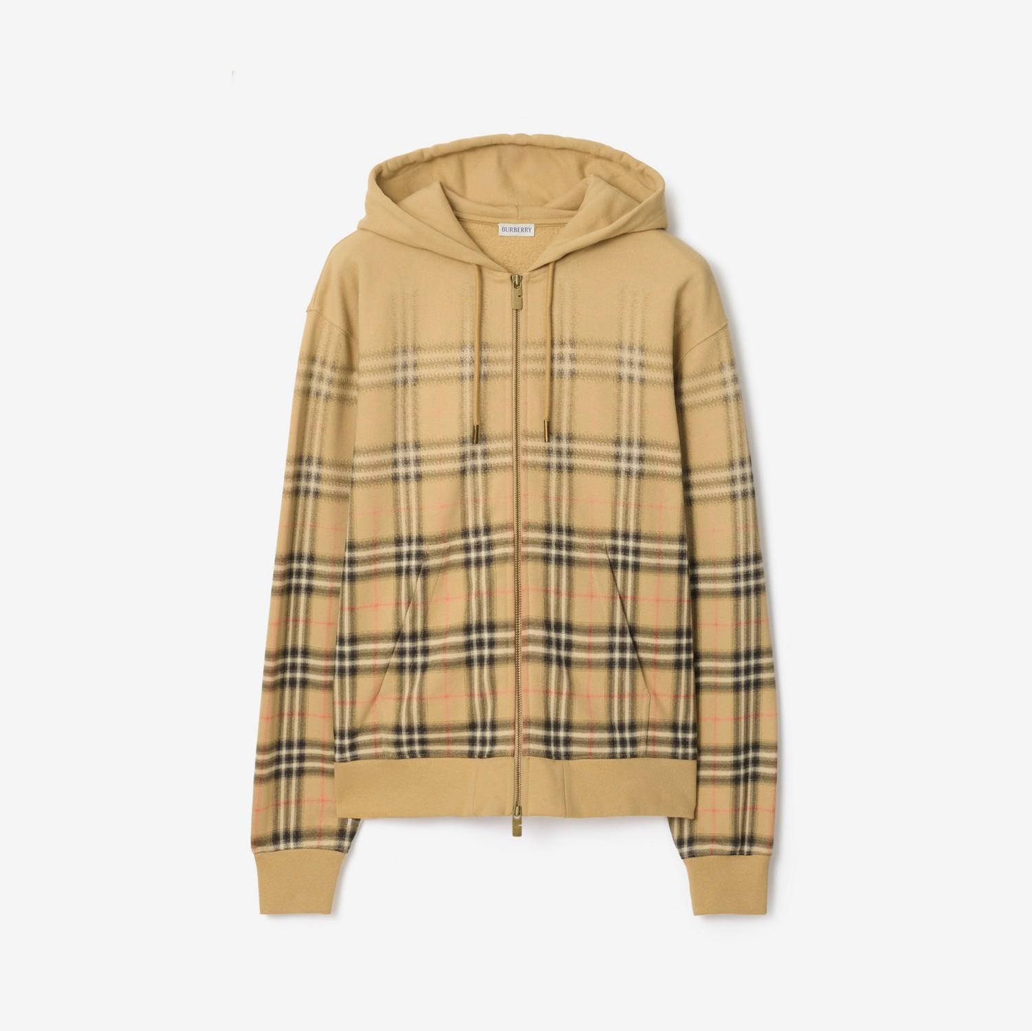 Gradient Check Cotton Zip Hoodie by BURBERRY