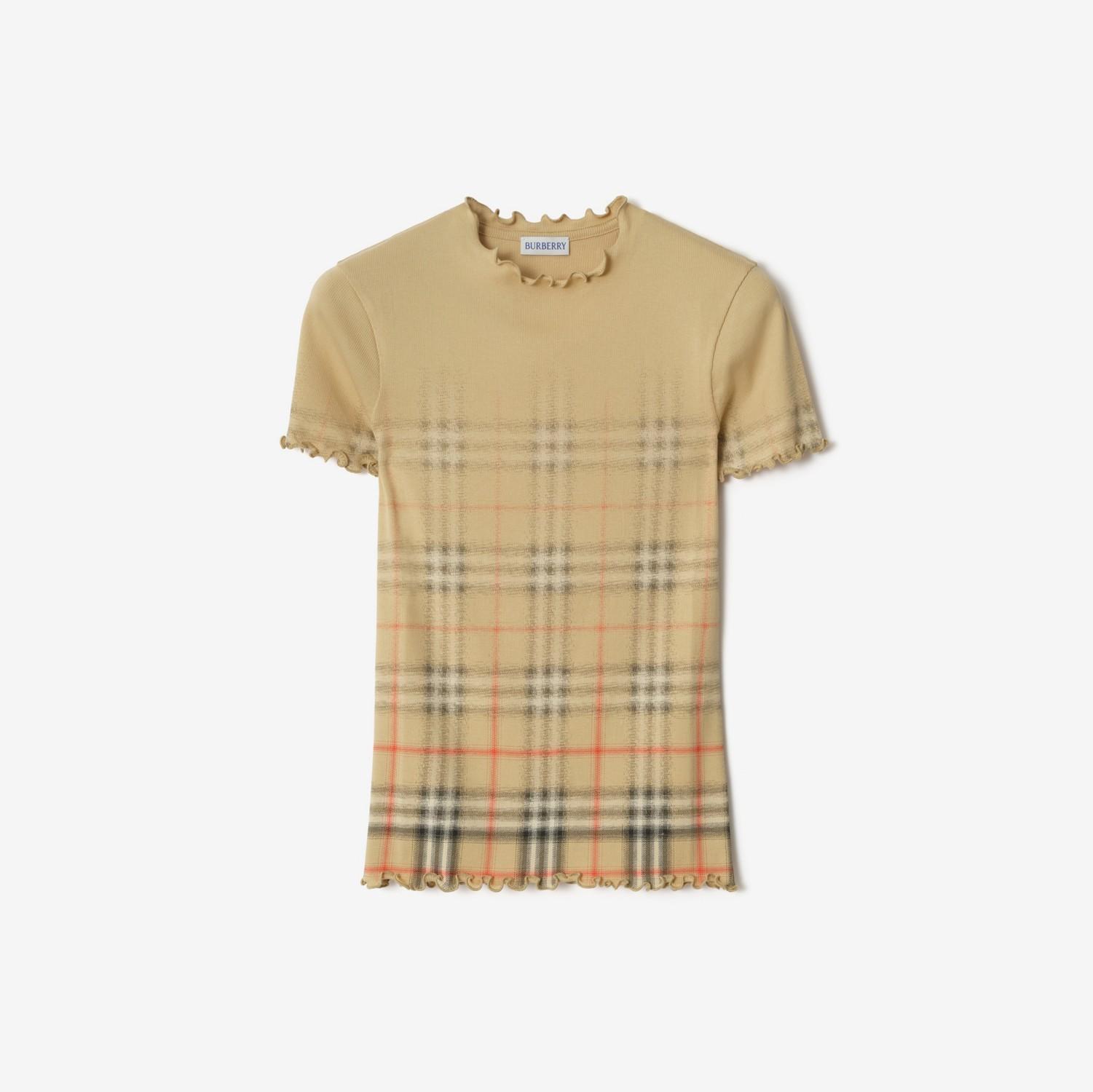 Gradient Check Stretch Cotton Top by BURBERRY
