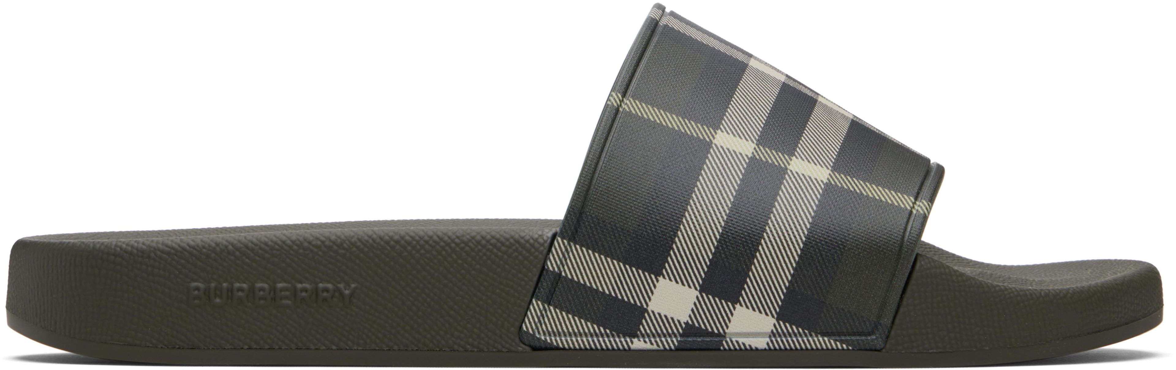Green Check Slides by BURBERRY