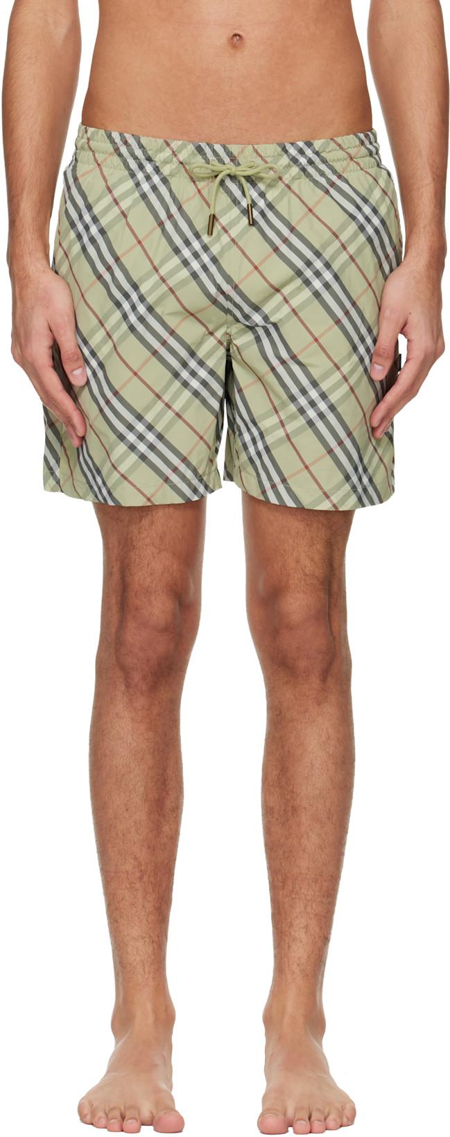 Green Check Swim Shorts by BURBERRY