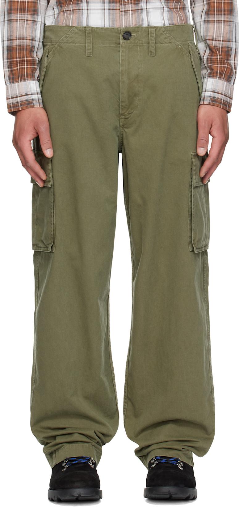 Green Cotton Cargo Trousers by BURBERRY