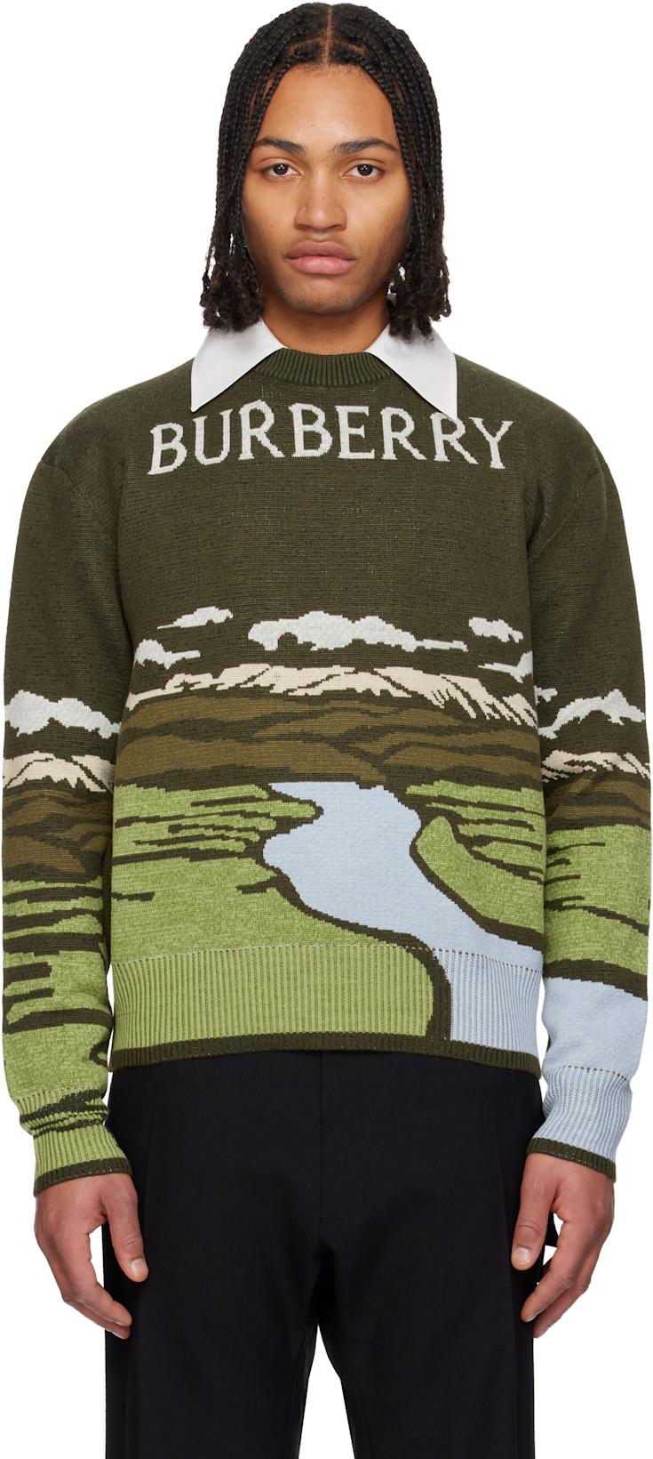 Green Landscape Wool Blend Sweater by BURBERRY