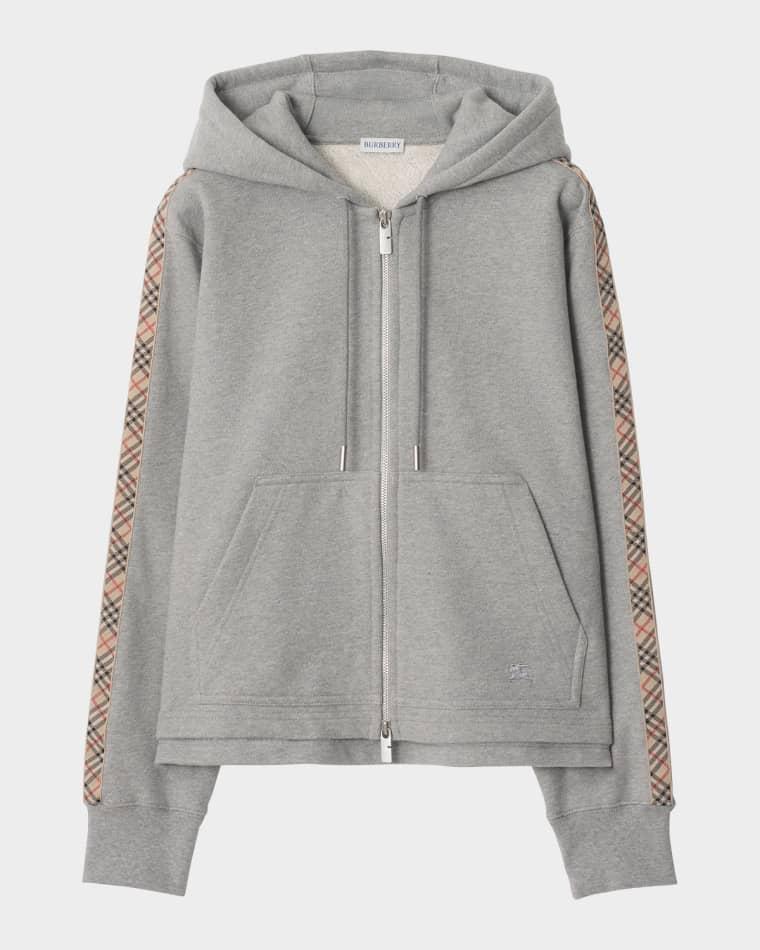 Harper Check-Trim Zip Hoodie by BURBERRY