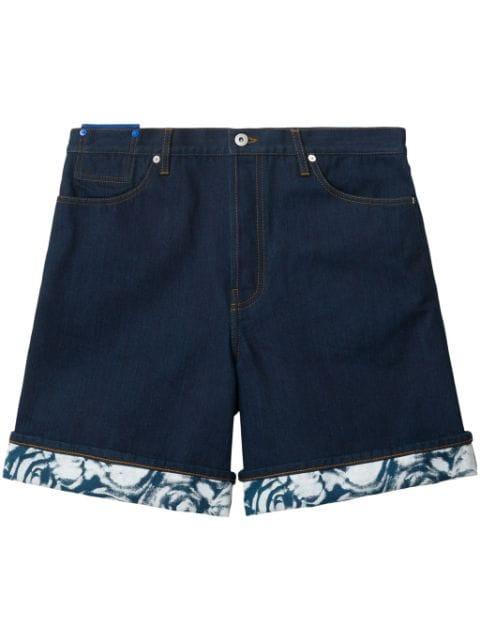 Heavyweight denim contrast turn-up shorts by BURBERRY