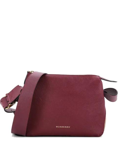 Helmsley Leather with House Check Canvas Small crossbody bag by BURBERRY 
