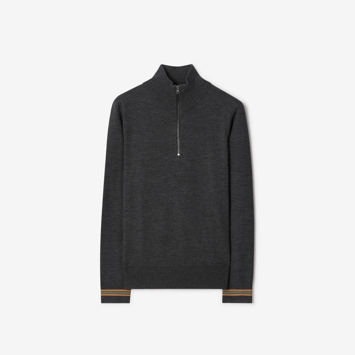 Icon Stripe Trim Wool Half-zip Sweater by BURBERRY