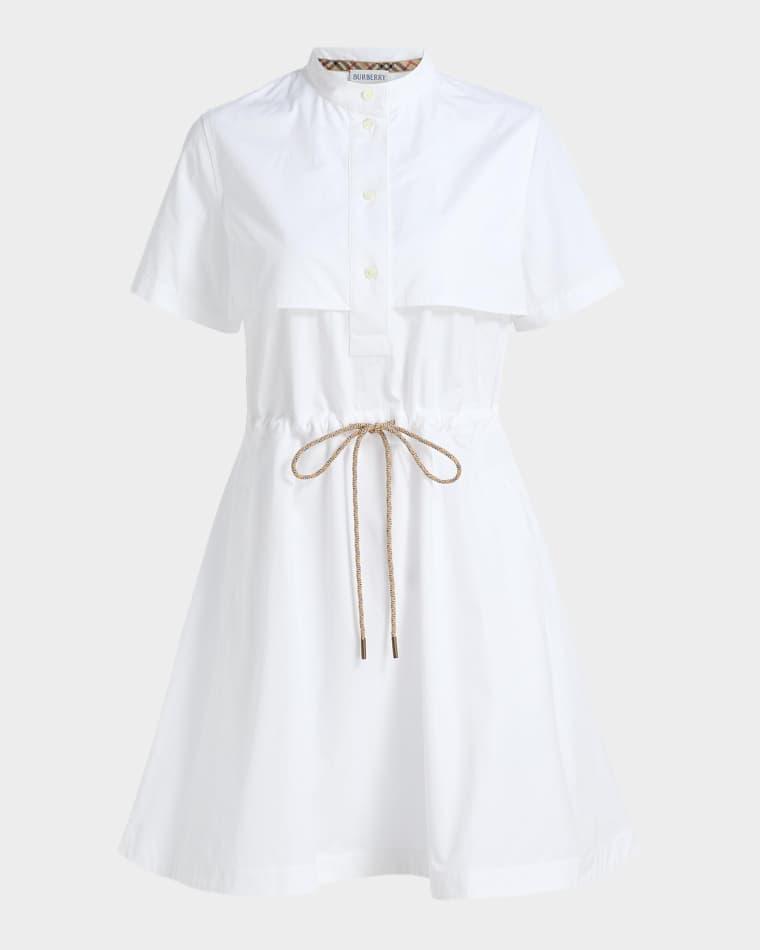 Isotta Drawstring Short-Sleeve Mini Shirtdress by BURBERRY