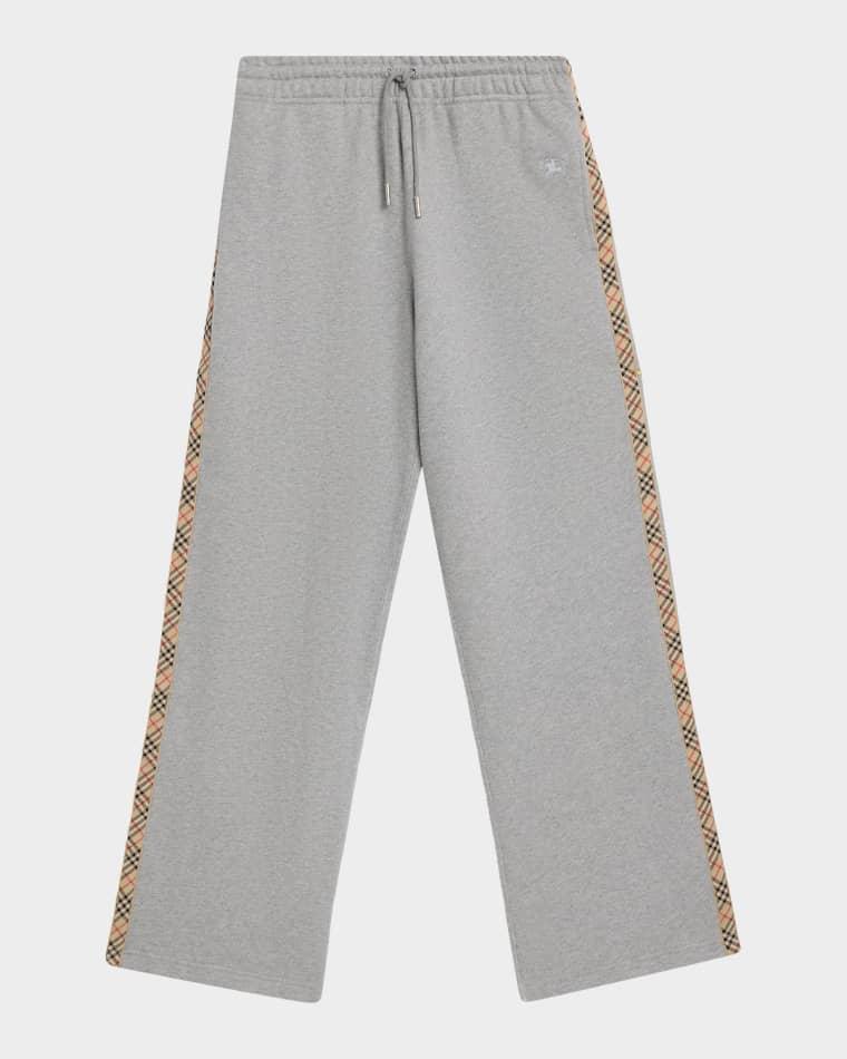 Jodie Check Side-Stripe Straight-Leg Track Pants by BURBERRY