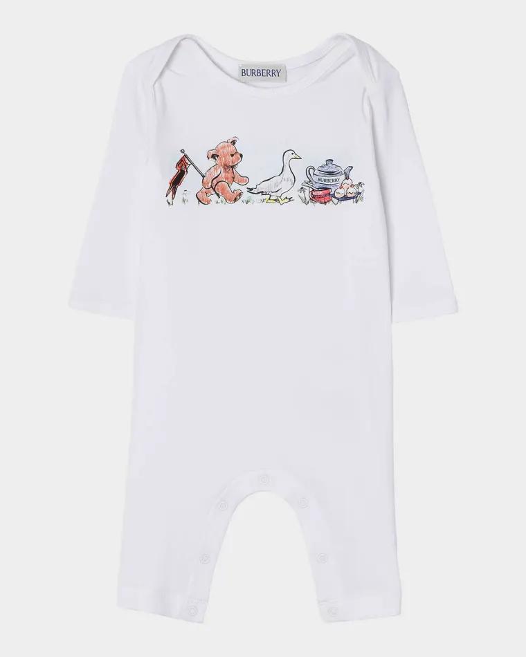 Kid's Thomas Bear & Friends Stretch Cotton Jumpsuit, Size 1M-12M by BURBERRY