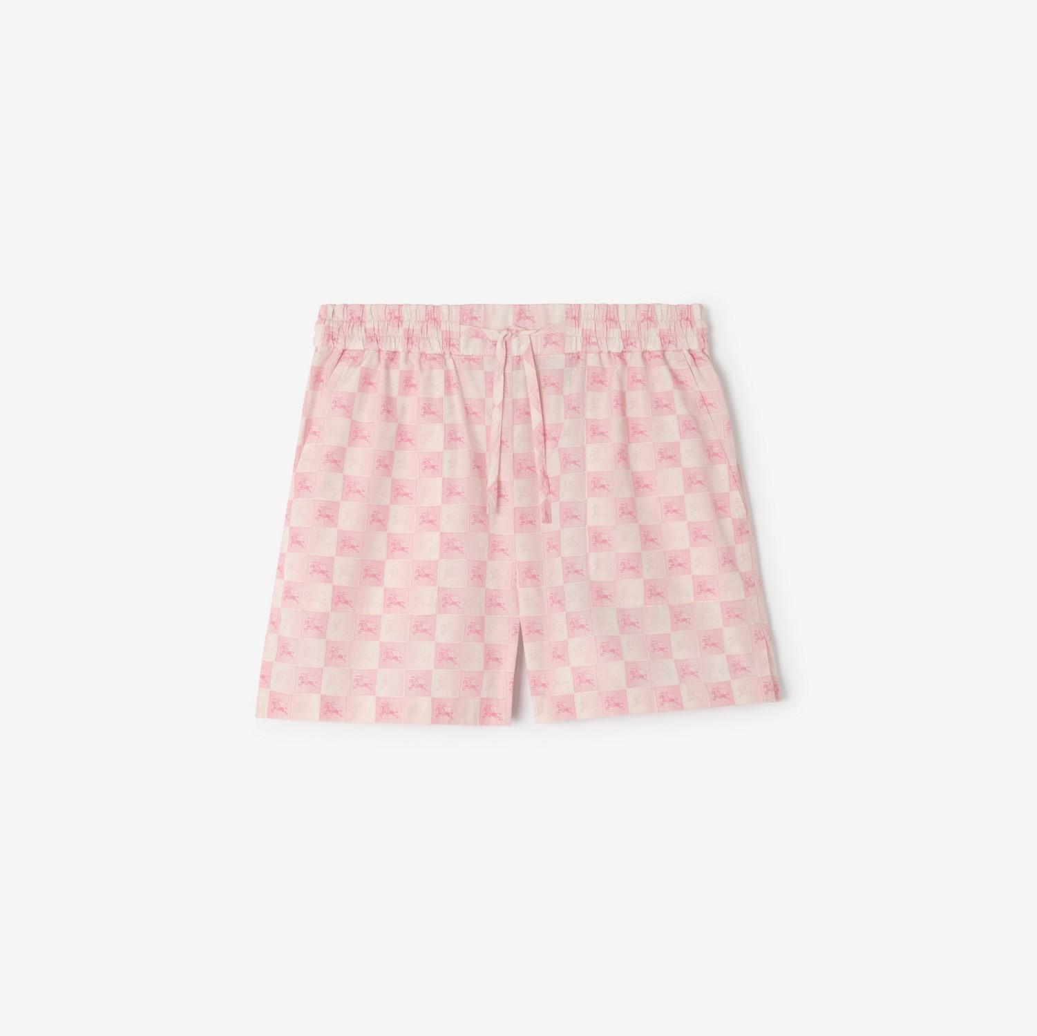 Knight Checkerboard​ Cotton Poplin Shorts by BURBERRY