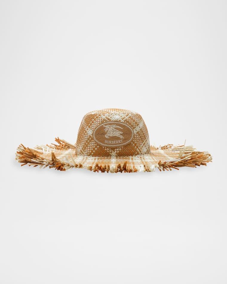 Knight Stamp Raffia-Effect Sun Hat by BURBERRY