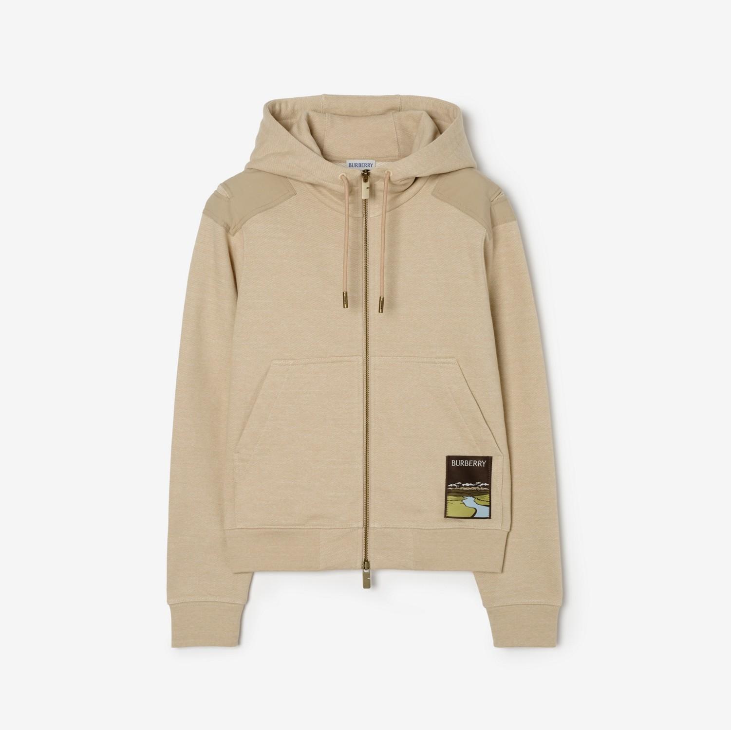 Landscape Label Cotton Zip Hoodie by BURBERRY