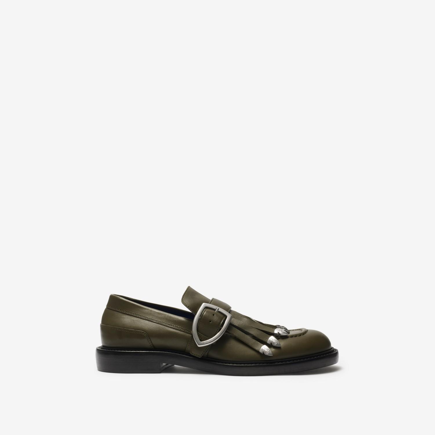 Leather Cobble Fringe Loafers by BURBERRY