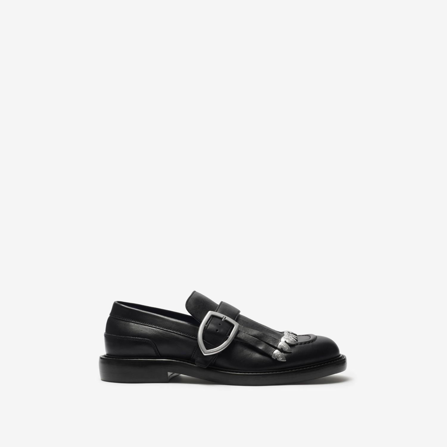 Leather Cobble Fringe Loafers by BURBERRY