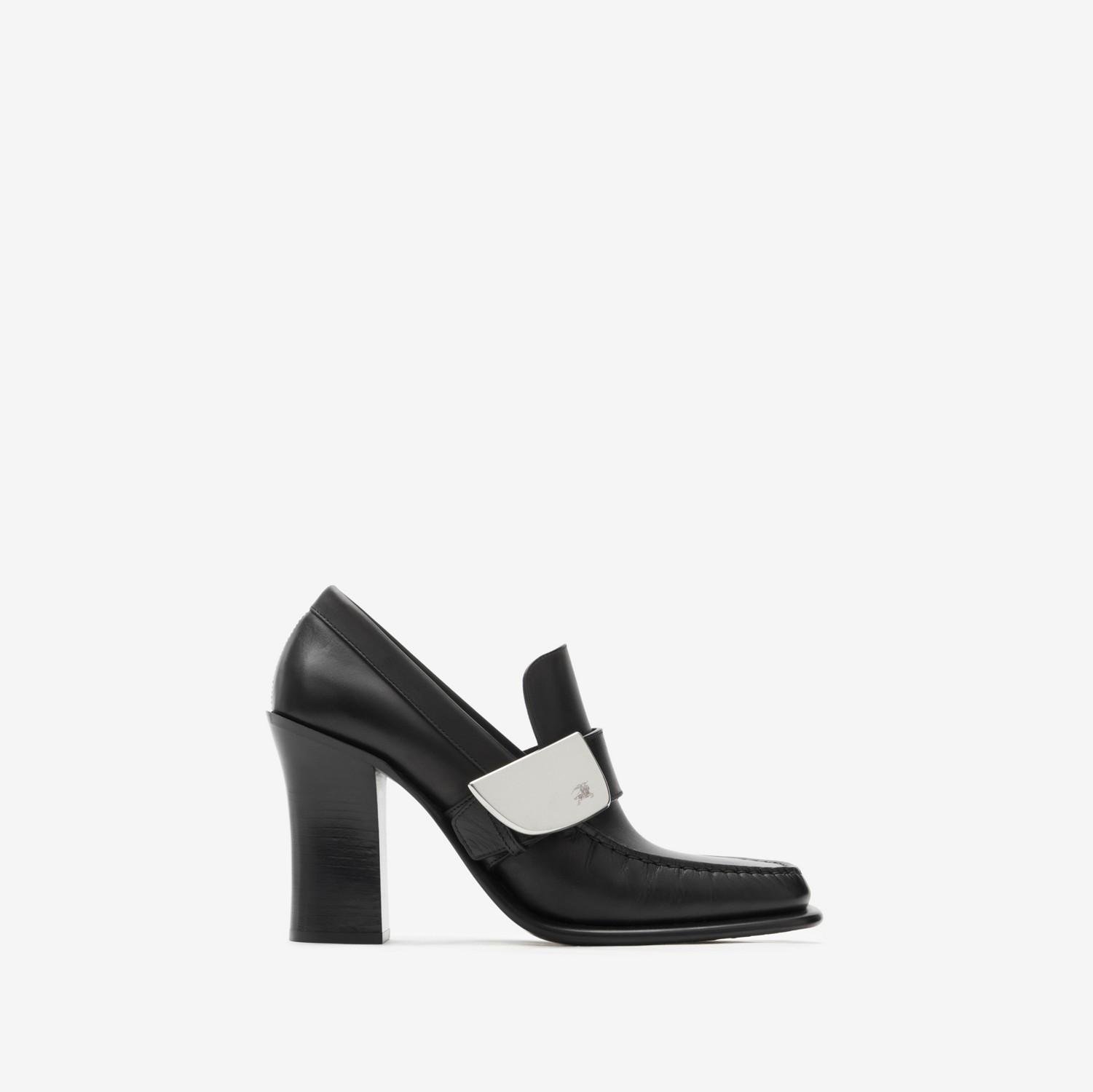 Leather London Shield Heeled Loafers by BURBERRY