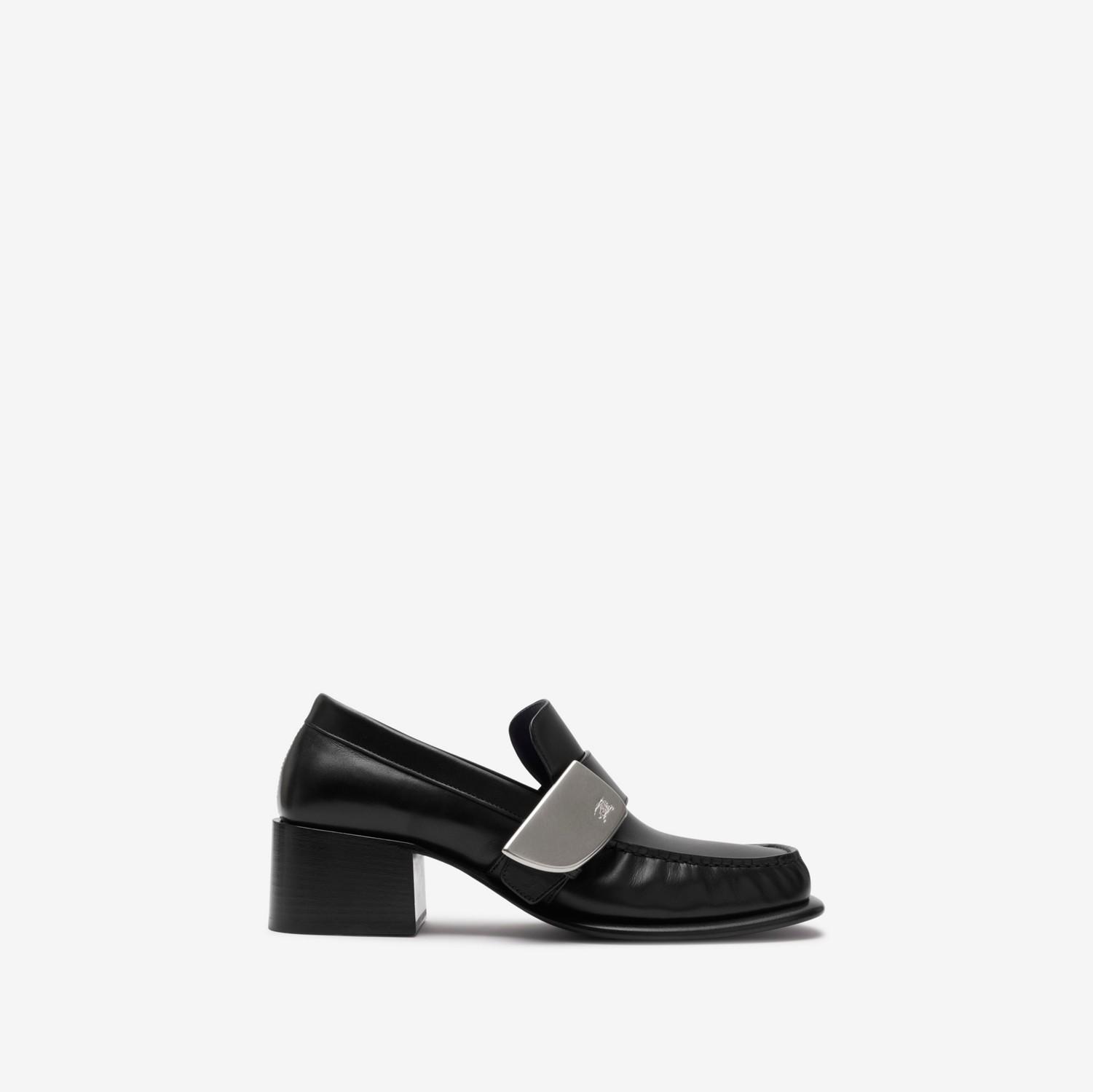 Leather London Shield Mid Heeled Loafers by BURBERRY