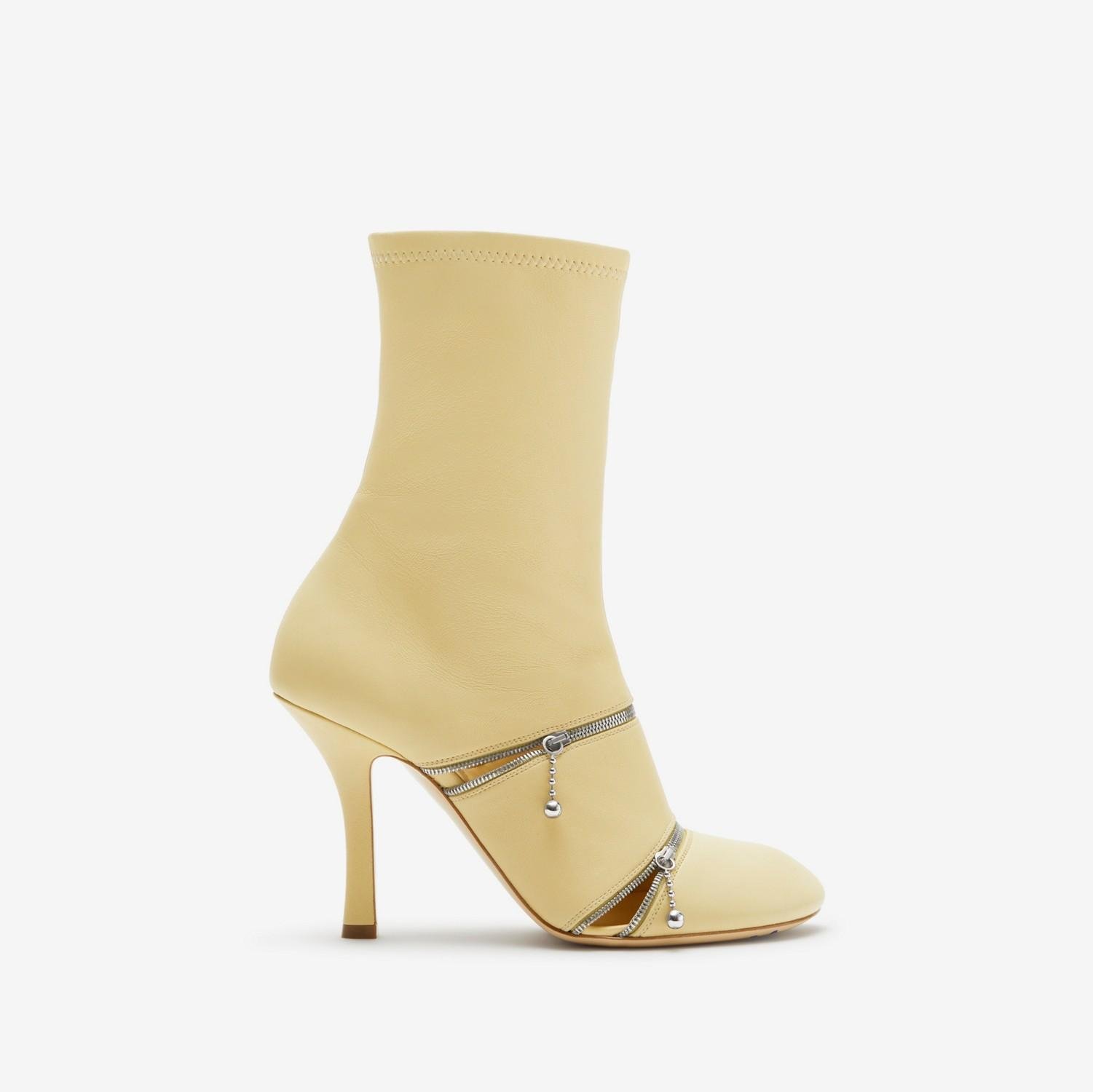 Leather Peep Boots by BURBERRY