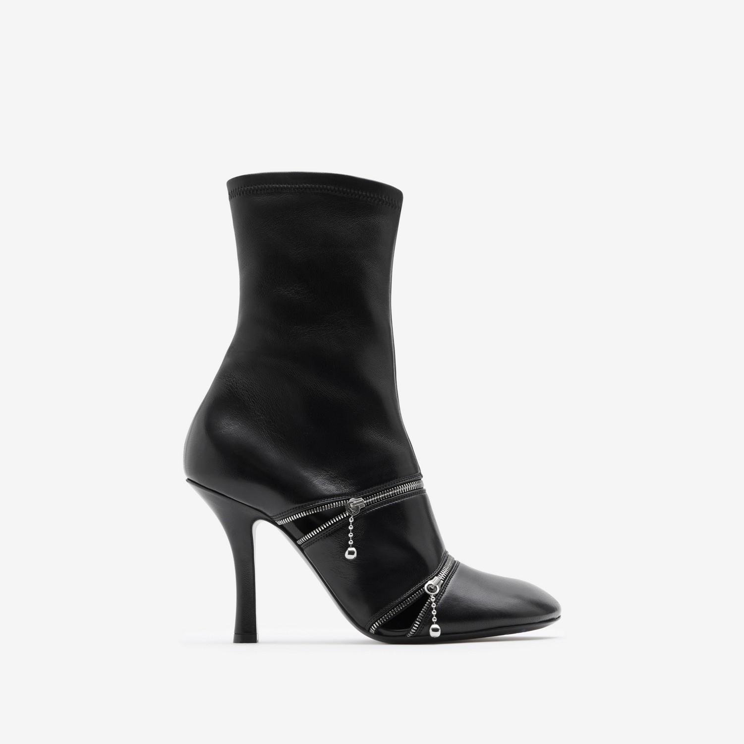 Leather Peep Boots by BURBERRY