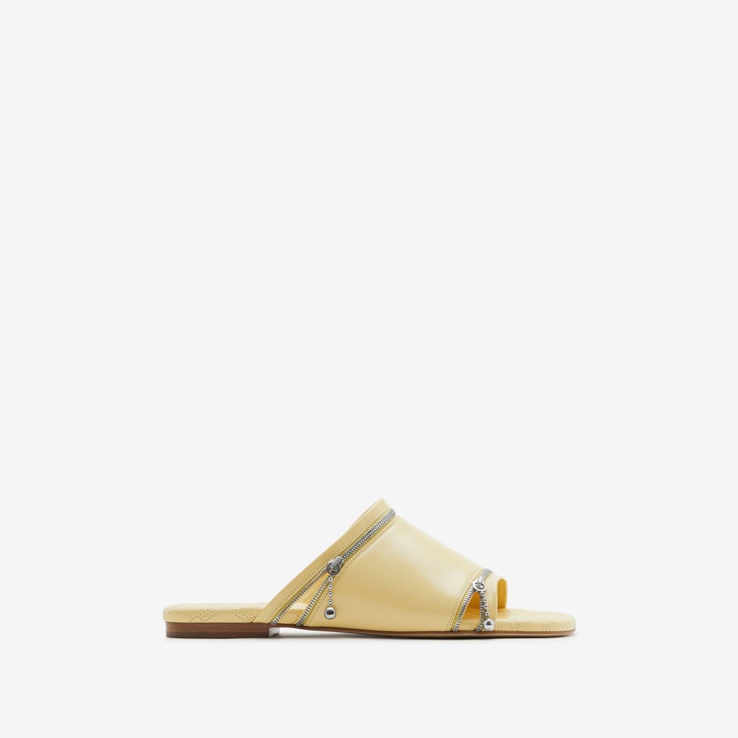 Leather Peep Slides by BURBERRY
