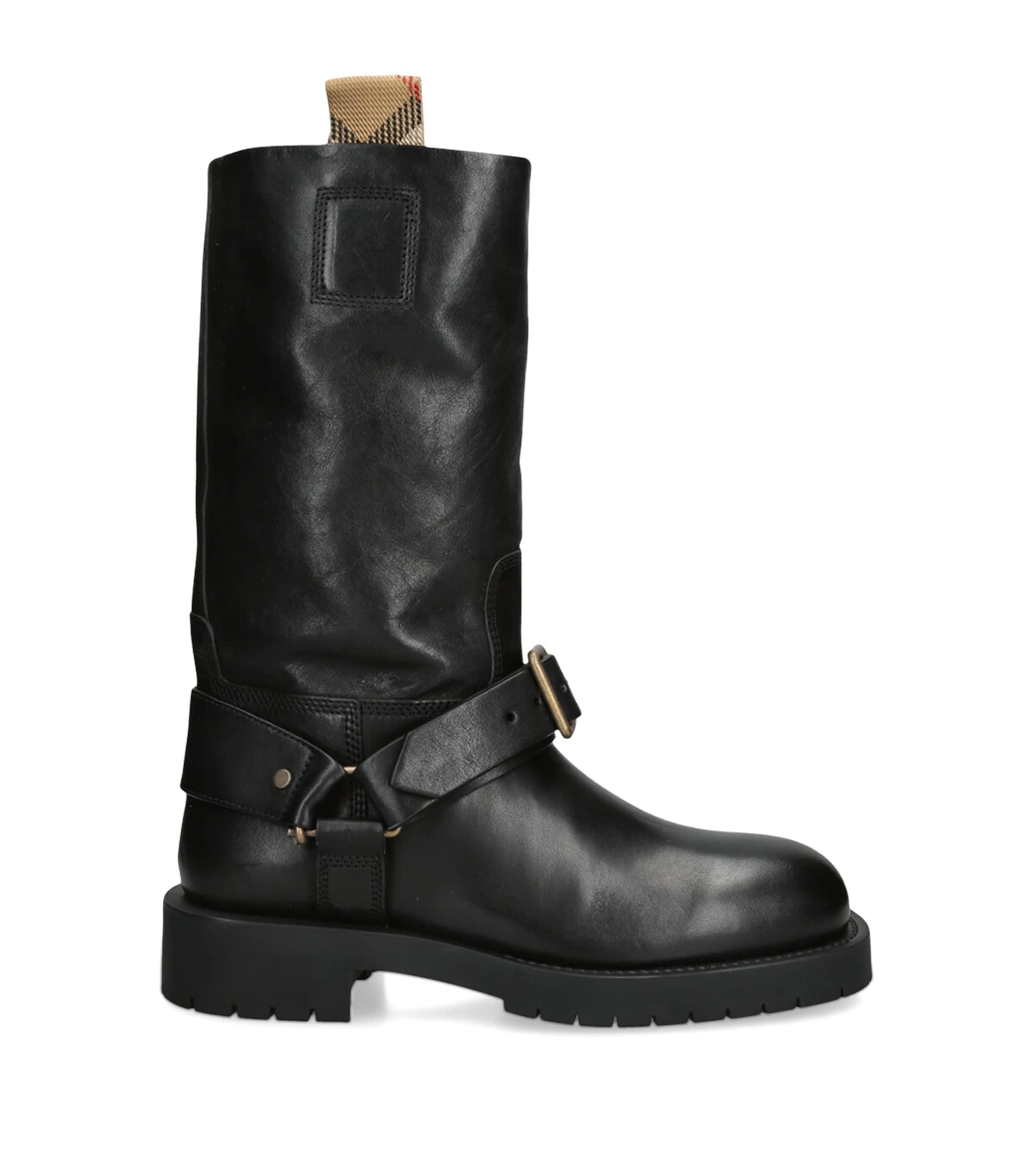 Leather Soft Saddle Boots by BURBERRY