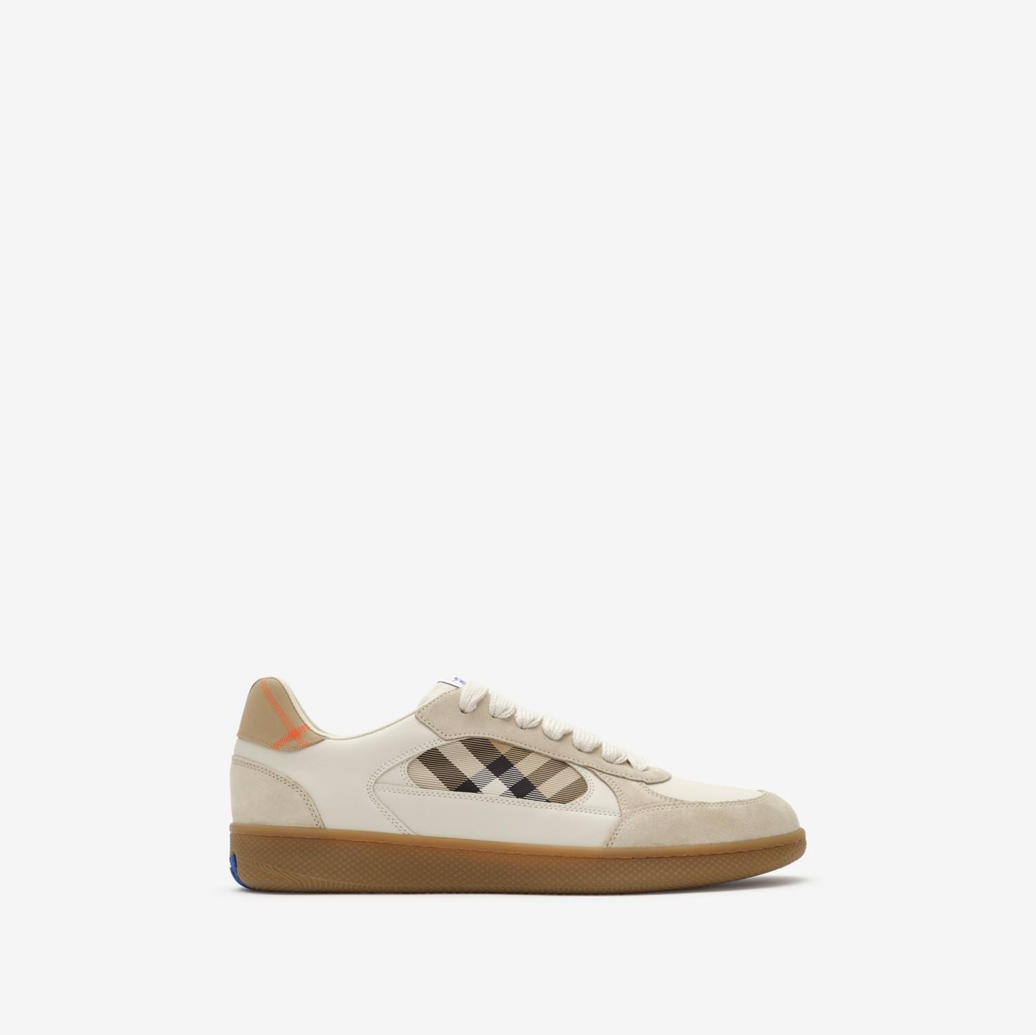 Leather, Suede and Check Terrace Sneakers​ by BURBERRY