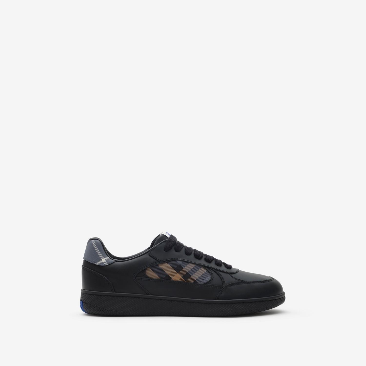 Leather and Check Terrace Sneakers​ by BURBERRY