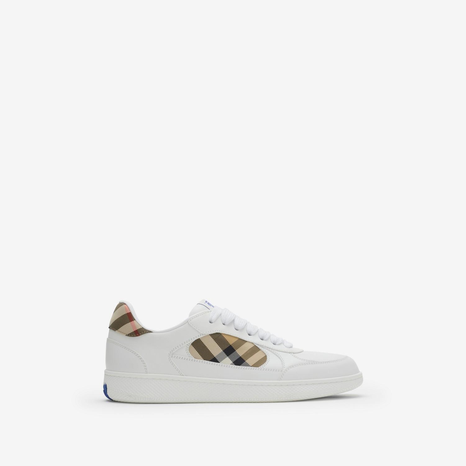 Leather and Check Terrace Sneakers​ by BURBERRY
