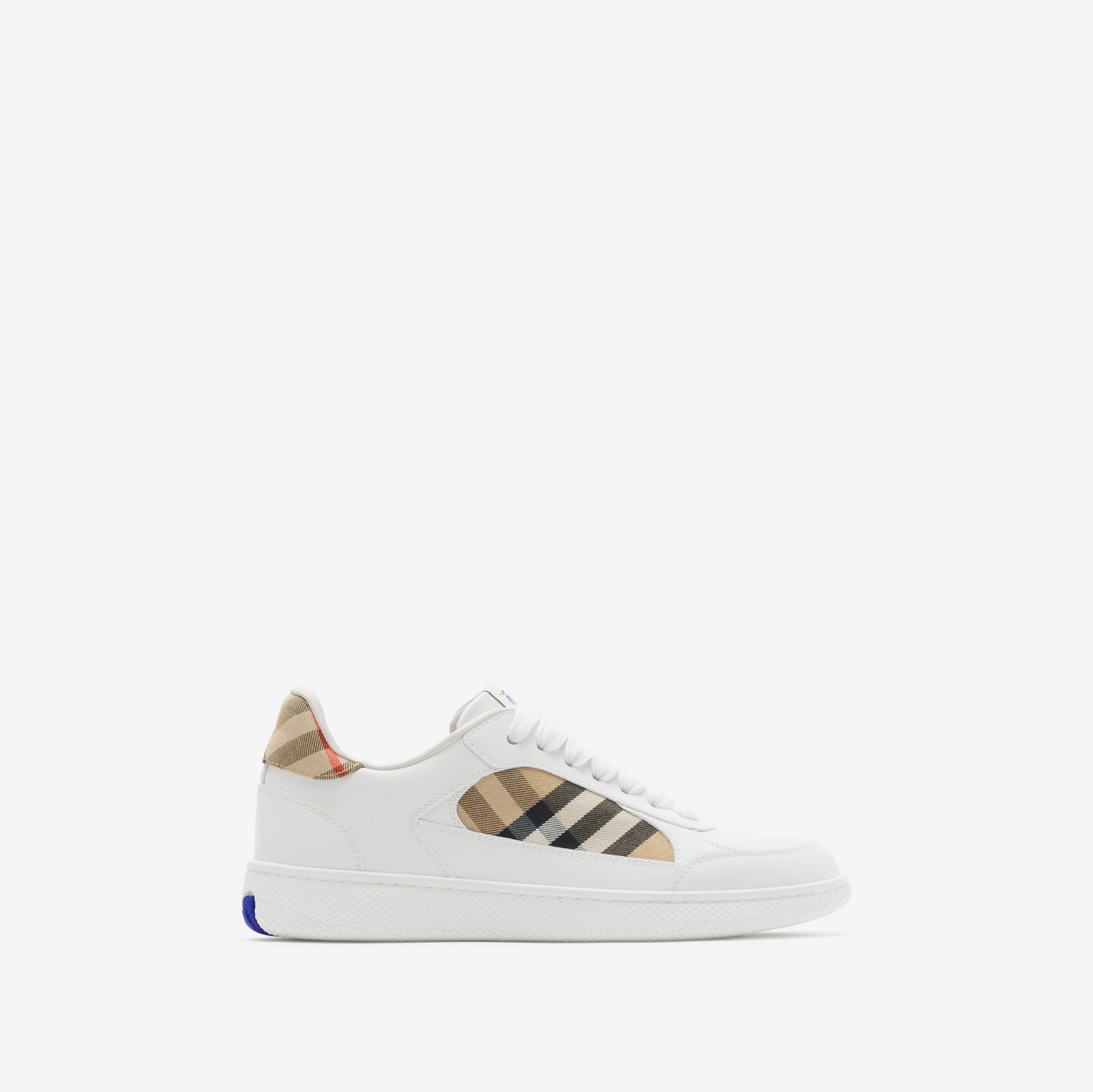 Leather and Check Terrace Sneakers​ by BURBERRY