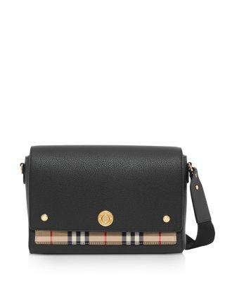 Leather & Vintage Check Note Crossbody by BURBERRY