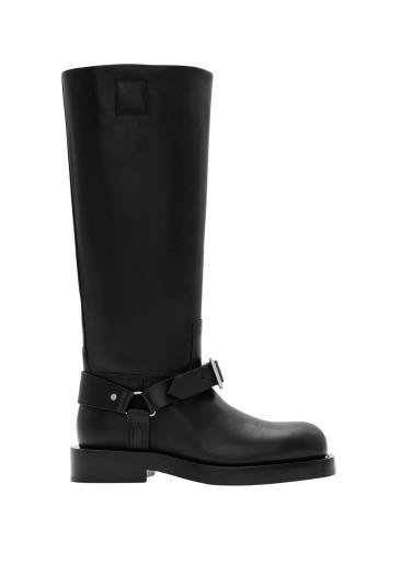 Leather saddle tall boots by BURBERRY
