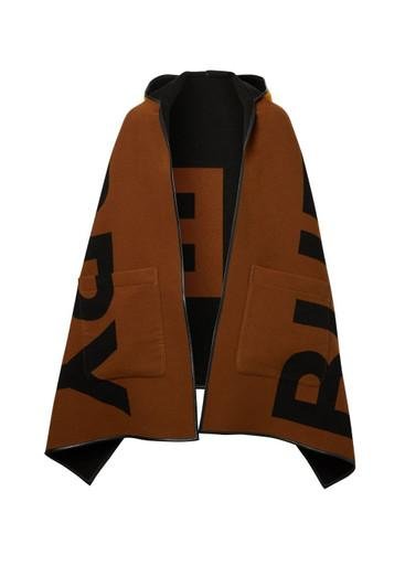 Logo wool cotton jacquard hoodied cape by BURBERRY