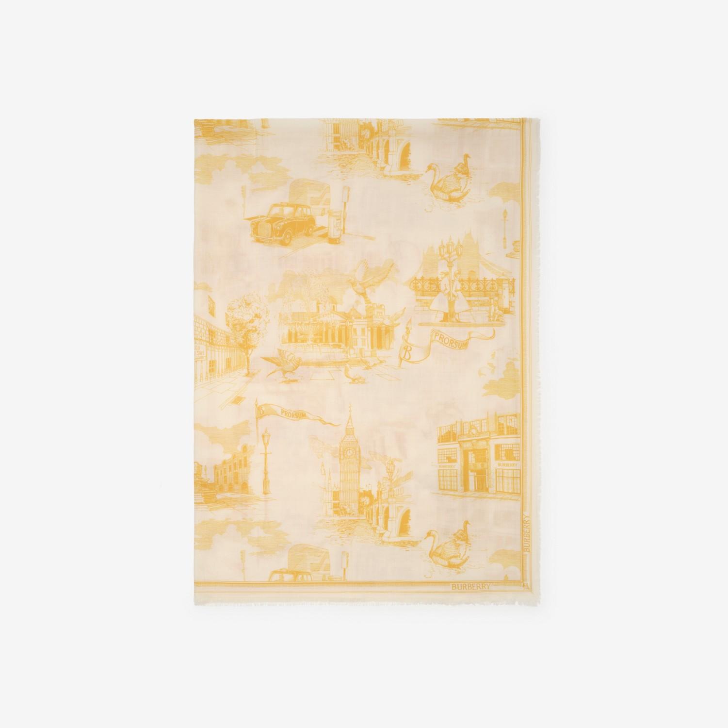London Landmarks Wool Silk Scarf by BURBERRY