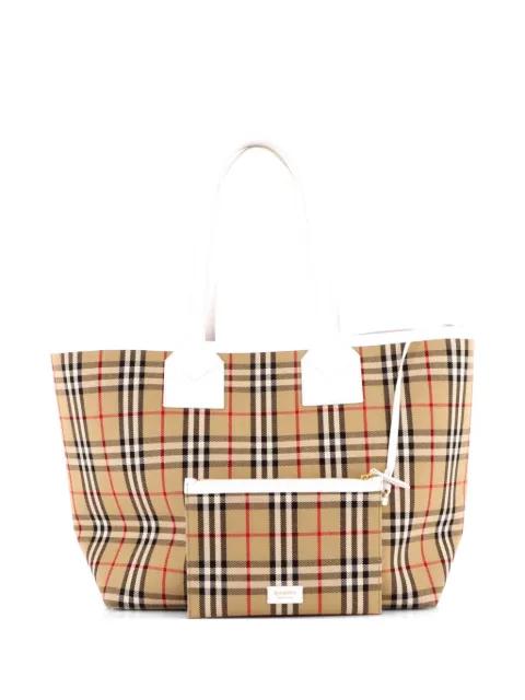 London Vintage Check Canvas Large tote bag by BURBERRY 
