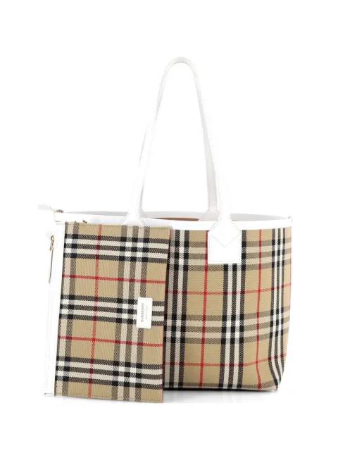 London Vintage Check Canvas Small tote bag by BURBERRY 