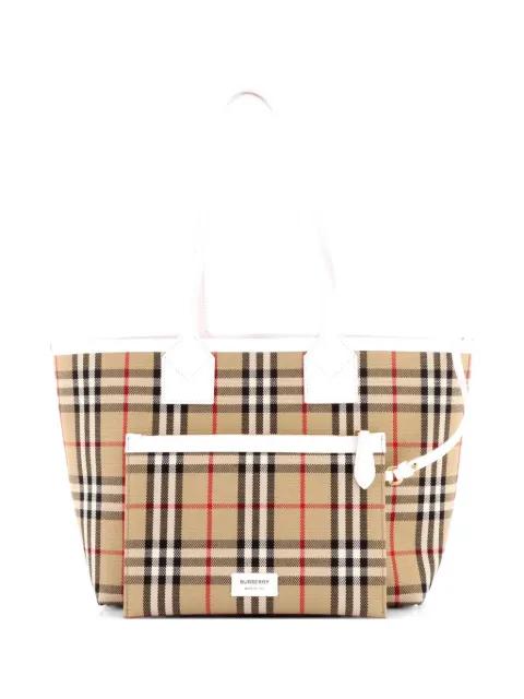 London Vintage Check Canvas Small tote bag by BURBERRY 