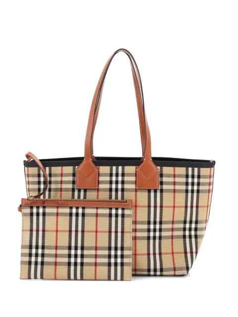 London Vintage Check Canvas Small tote bag by BURBERRY 