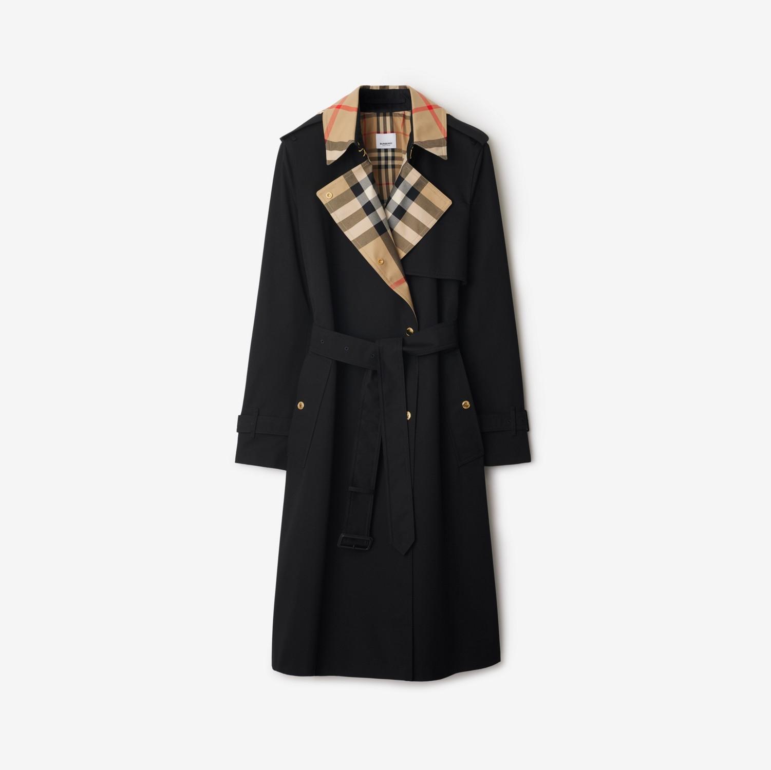 Long Check Collar Gabardine Trench Coat by BURBERRY