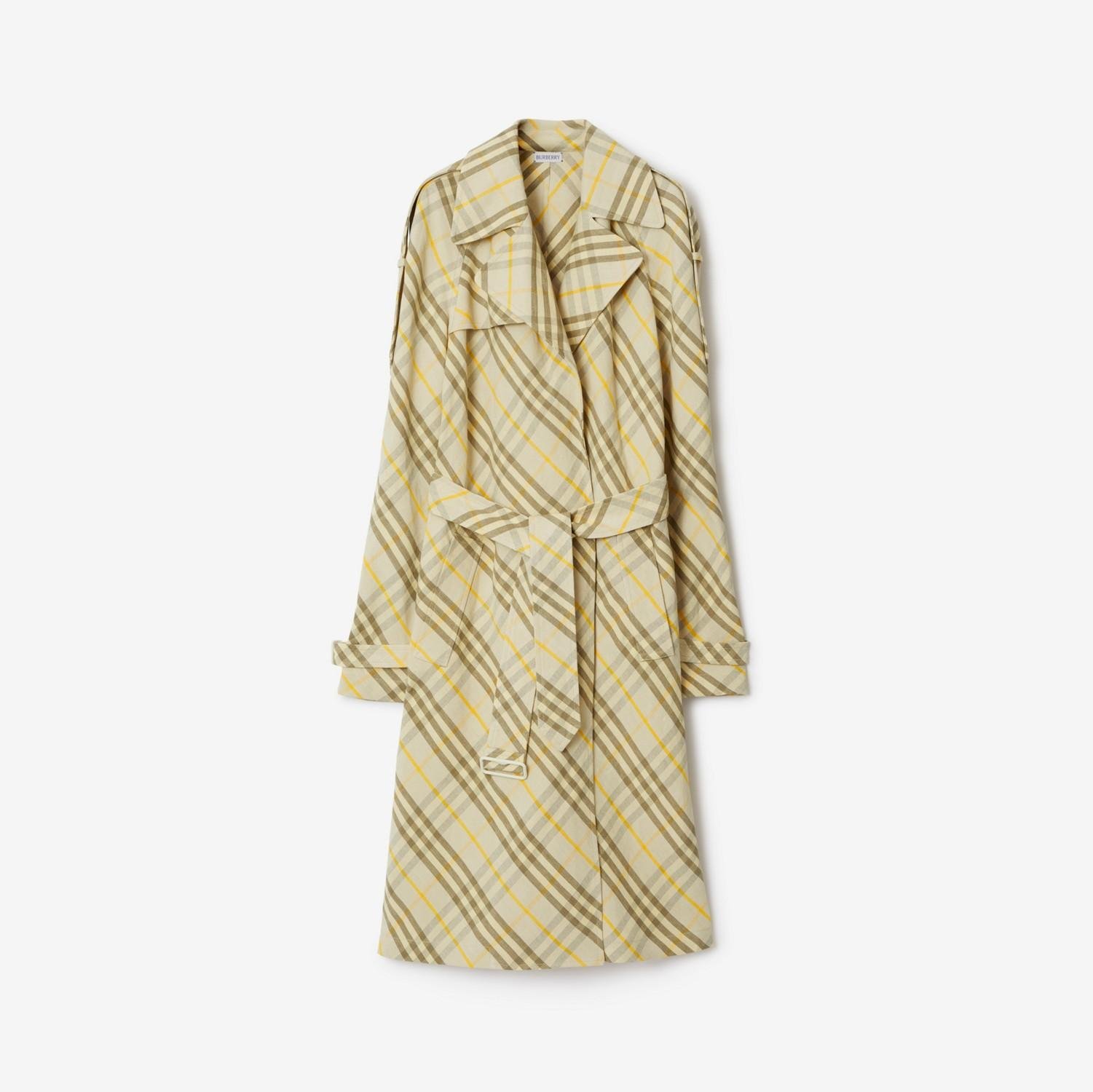 Long Check Linen Trench Coat by BURBERRY