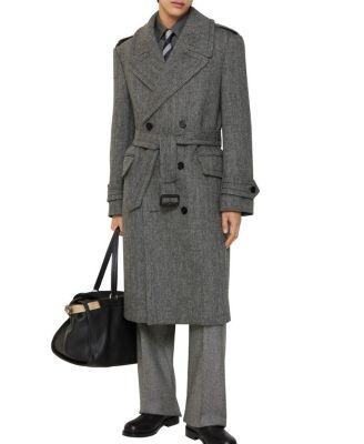 Long Herringbone Wool Trench Coat by BURBERRY
