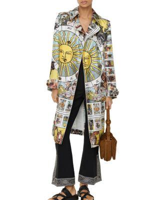 Long Tarot Print Silk Foxfield Trench Coat by BURBERRY