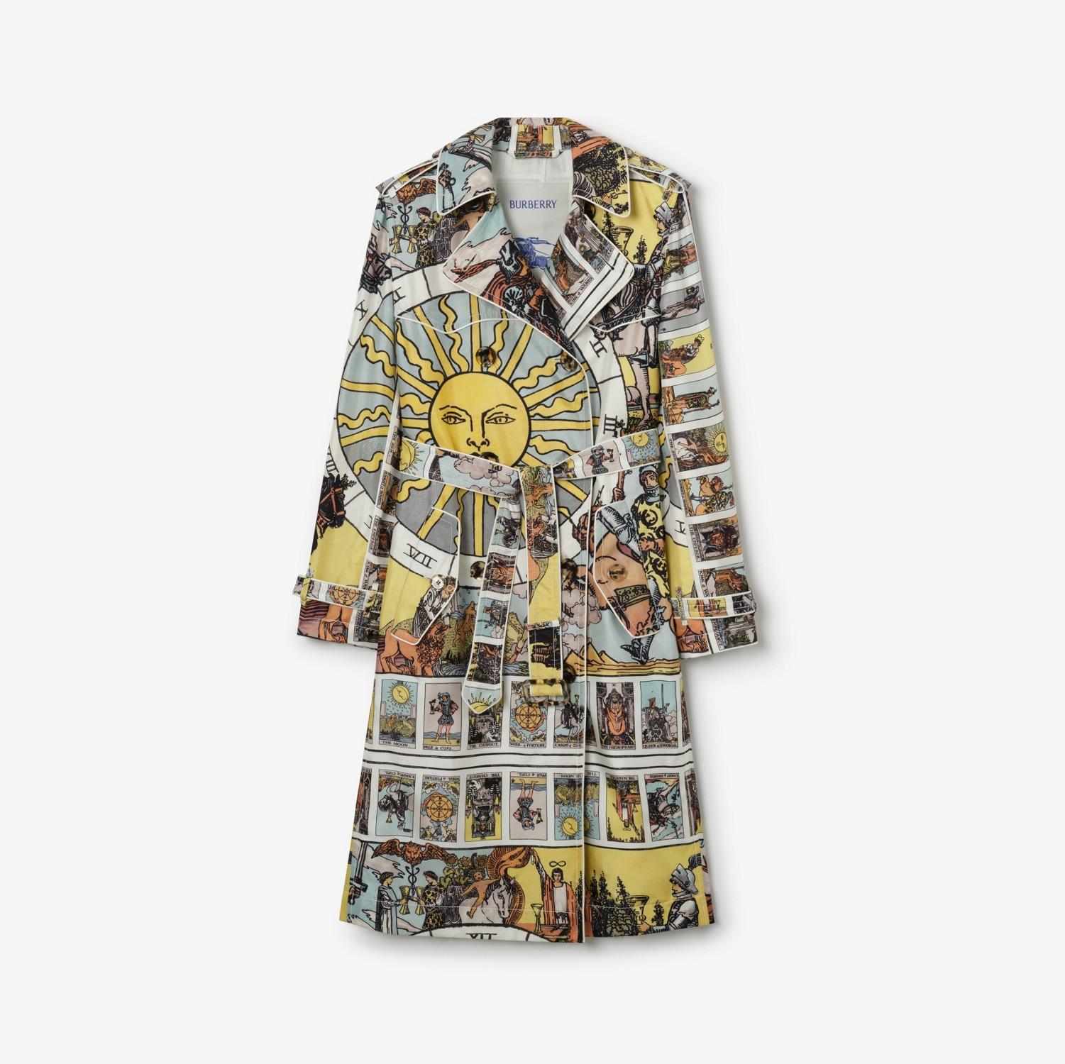 Long Tarot Print Silk Foxfield Trench Coat by BURBERRY