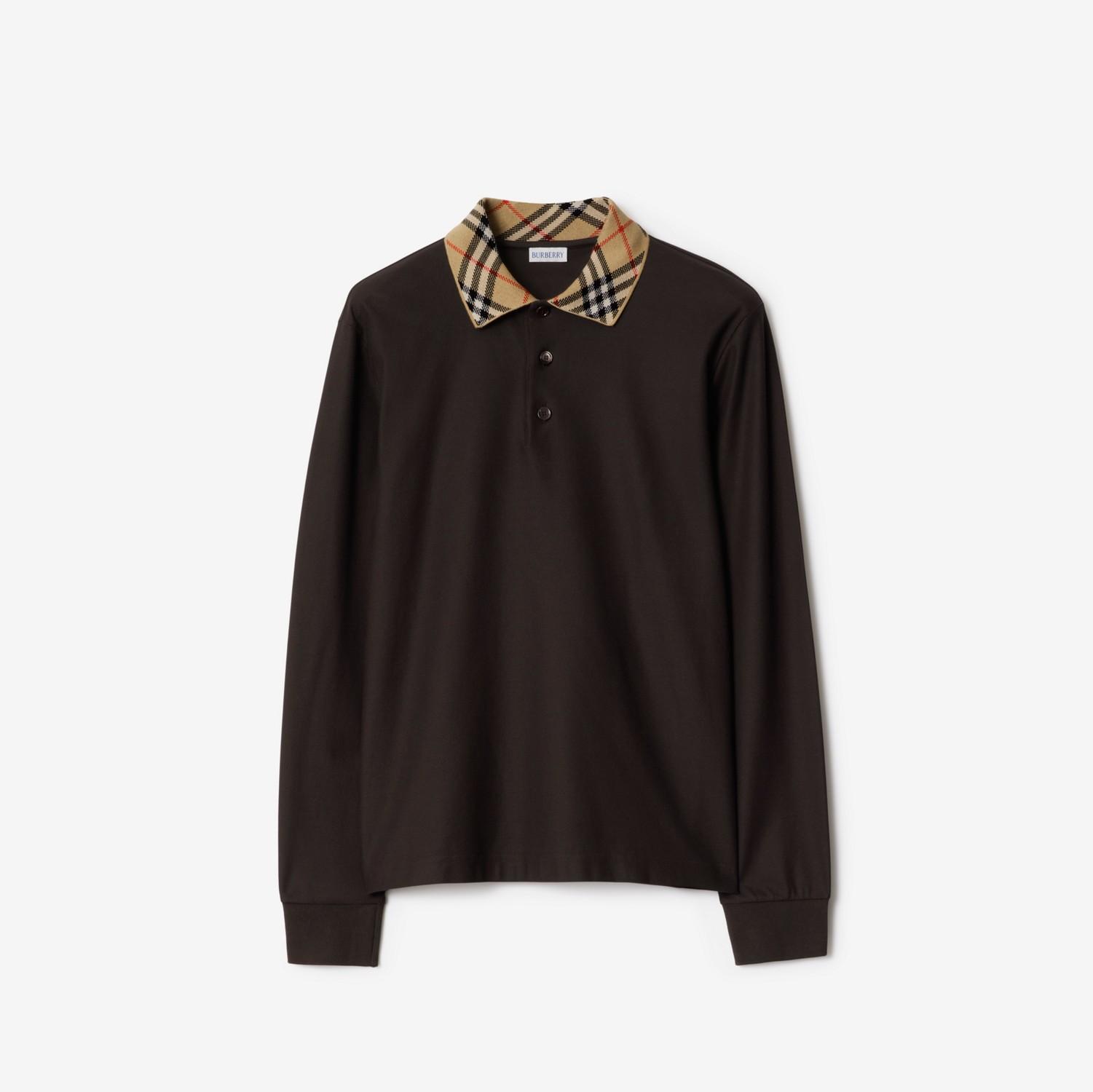 Long-sleeve Check Collar Cotton Polo Shirt by BURBERRY