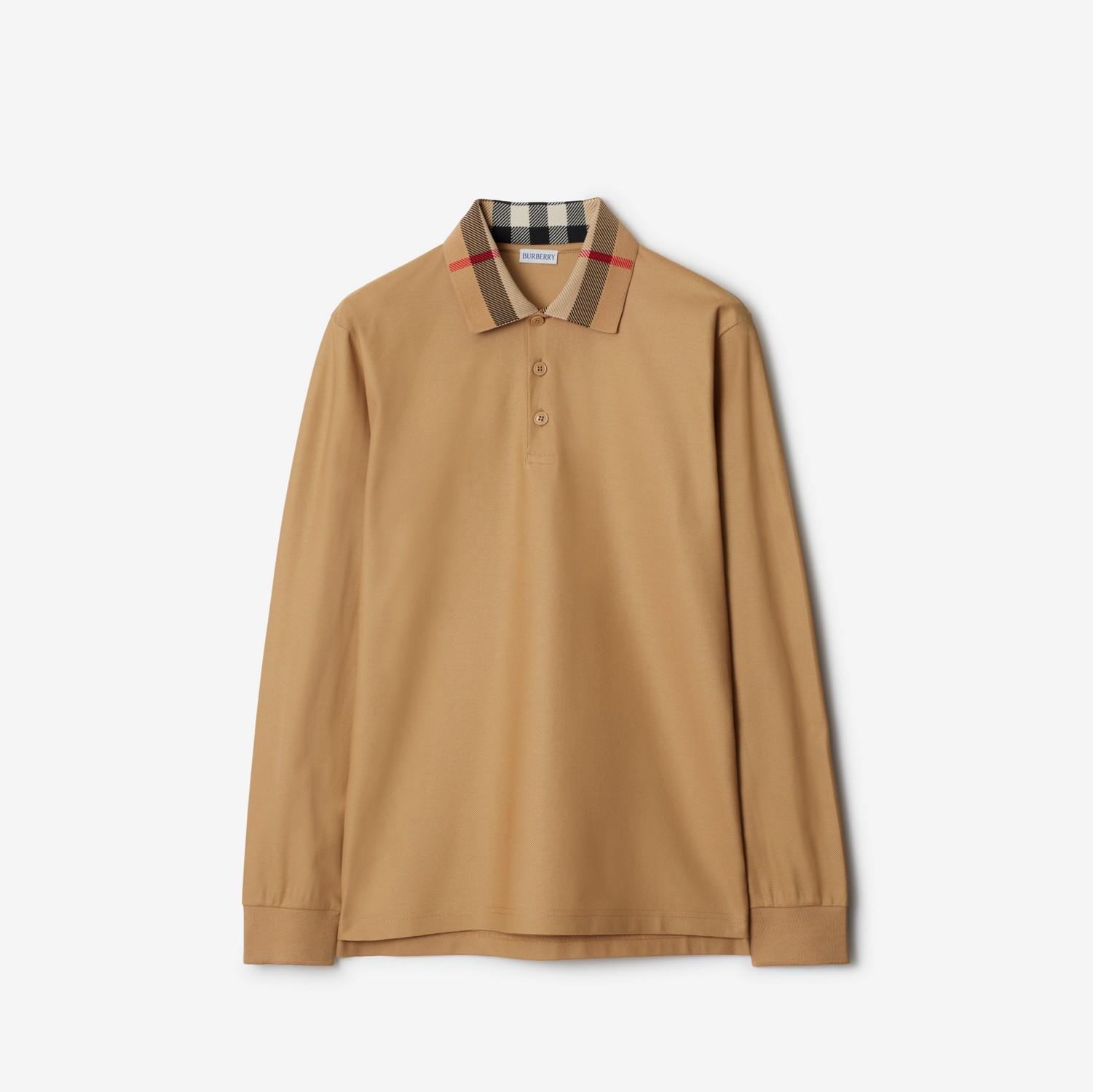 Long-sleeve Check Collar Cotton Polo Shirt by BURBERRY