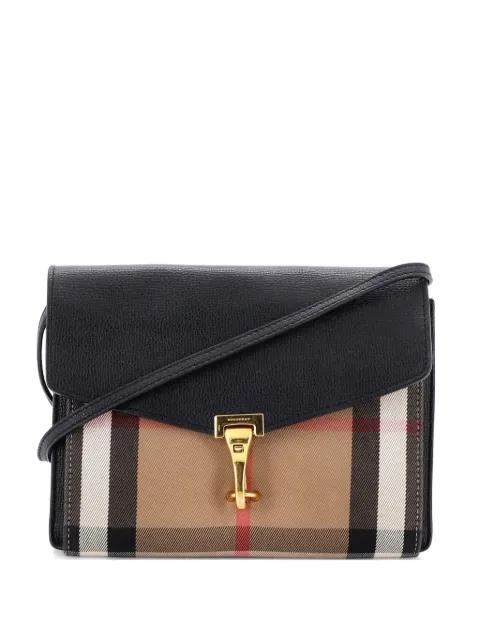 Macken Leather and House Check Canvas Small crossbody bag by BURBERRY 