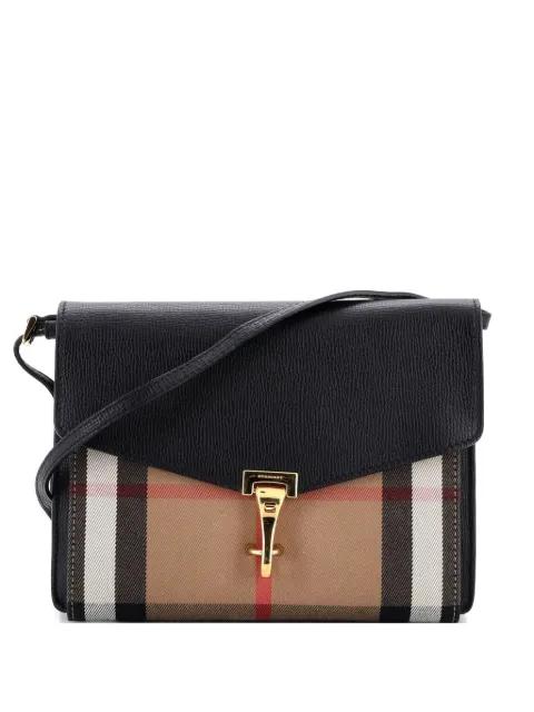 Macken Leather and House Check Canvas Small crossbody bag by BURBERRY 