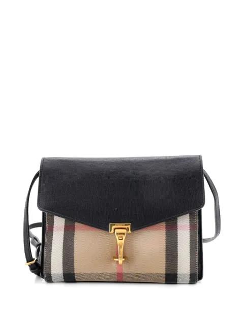 Macken Leather and House Check Canvas Small crossbody bag by BURBERRY 